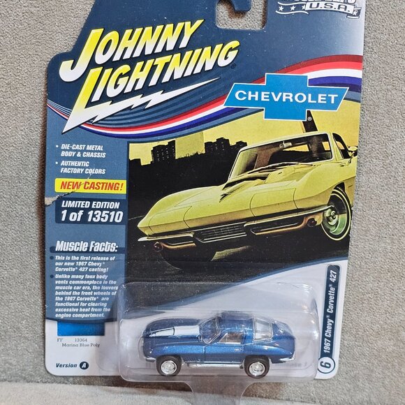 Johnny Lightning Muscle Cars USA 1967 Chevy Corvette 427 (Blue) Car (Release 1) - Picture 3 of 7